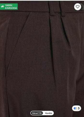 Düğmeli Kahverengi Kadın Kumaş Pantolon - Görsel 3