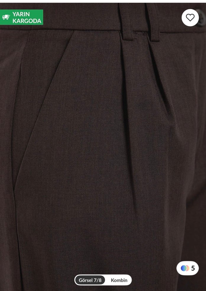 Düğmeli Kahverengi Kadın Kumaş Pantolon - Görsel 3