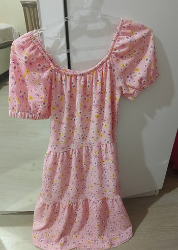 LC Waikiki Pembe Desenli Midi çocuk Elbise