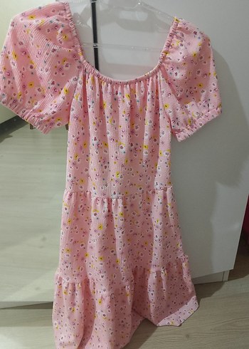 Pembe Desenli Midi çocuk Elbise