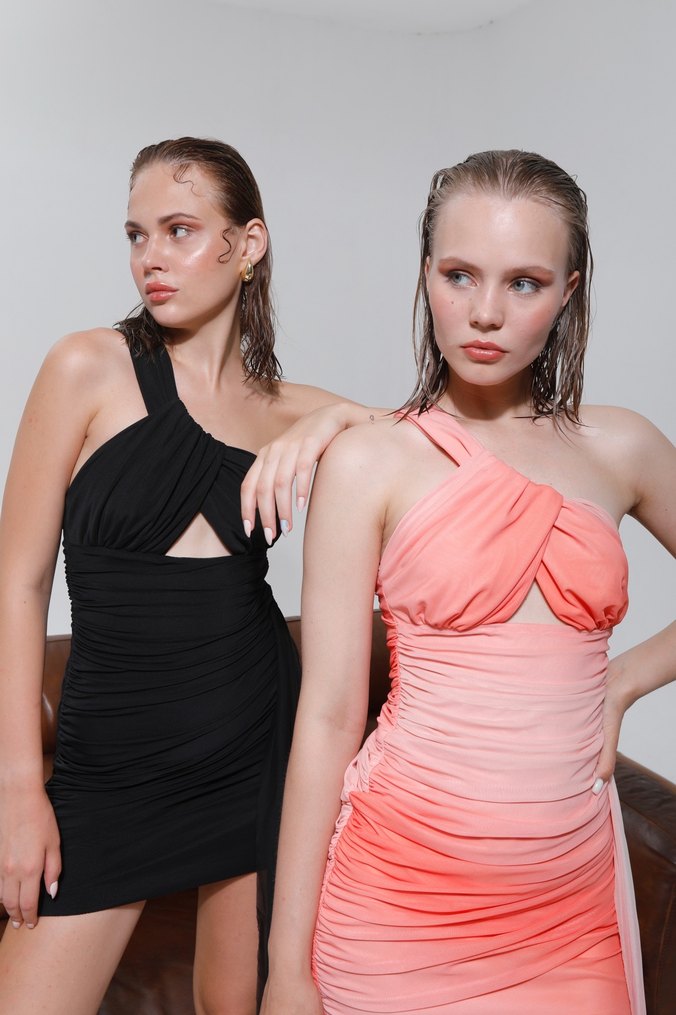 TEK OMUZ TASARIM TÜL ELBİSE - Görsel 5