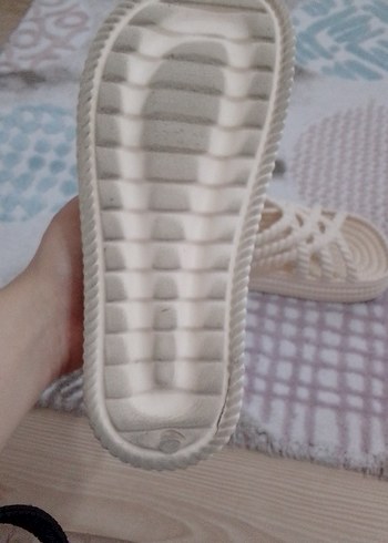38 Beden Beyaz Örgü Kadın Dolgu Topuk Sandalet