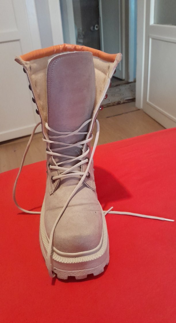 Pembe Süet Yüksek Topuklu Bağcıklı Kadın Bot - Görsel 3