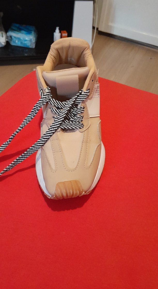 Bej Bağcıklı Platform Topuklu Spor Ayakkabı - Görsel 2