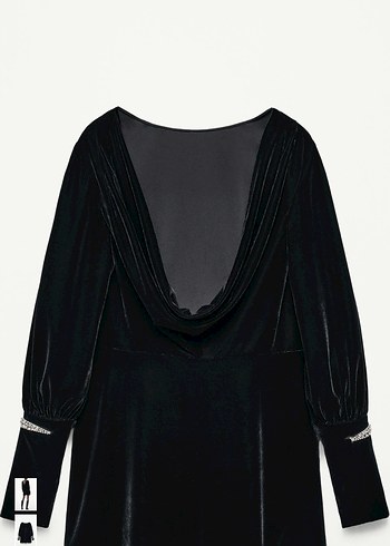 Zara kadife taş işlemeli elbise - Görsel 6