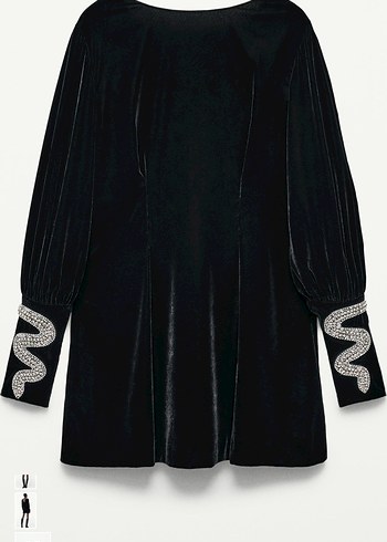 Zara kadife taş işlemeli elbise - Görsel 5