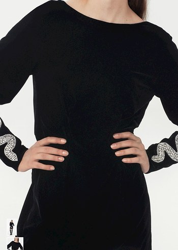 Zara kadife taş işlemeli elbise - Görsel 2