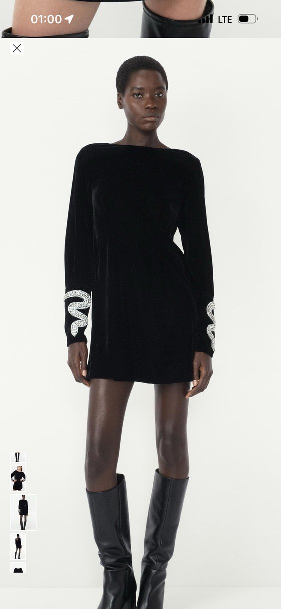 Zara kadife taş işlemeli elbise - Görsel 3