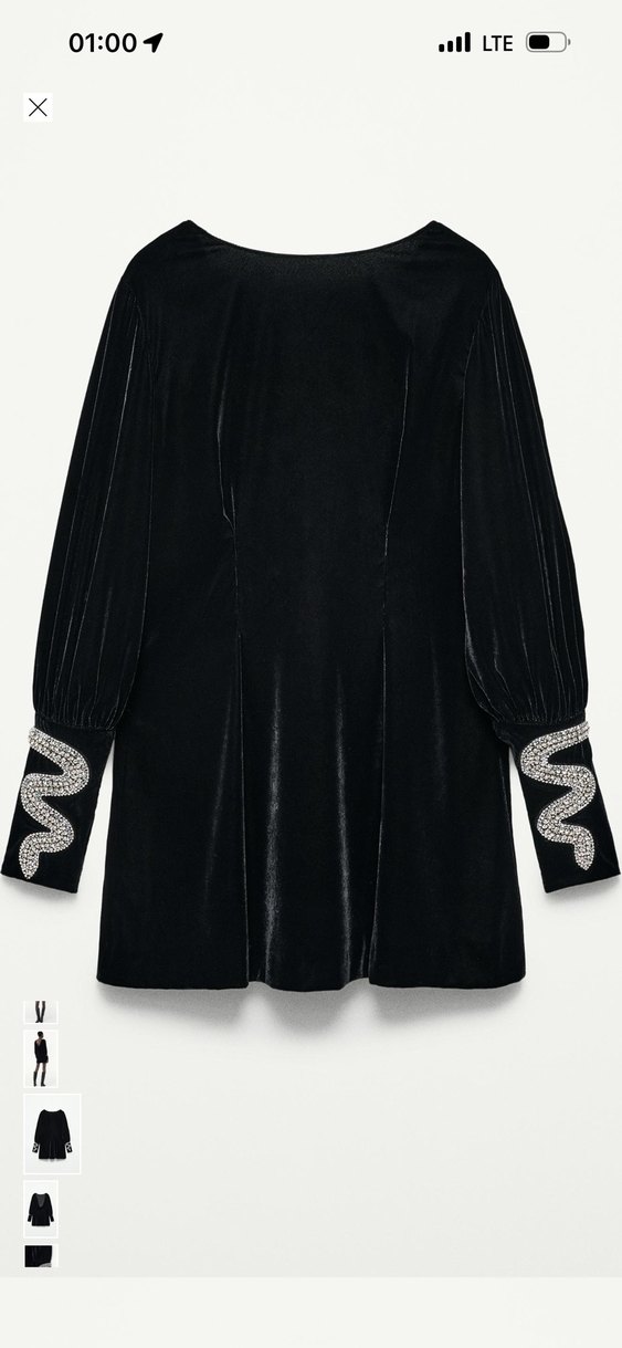 Zara kadife taş işlemeli elbise - Görsel 5