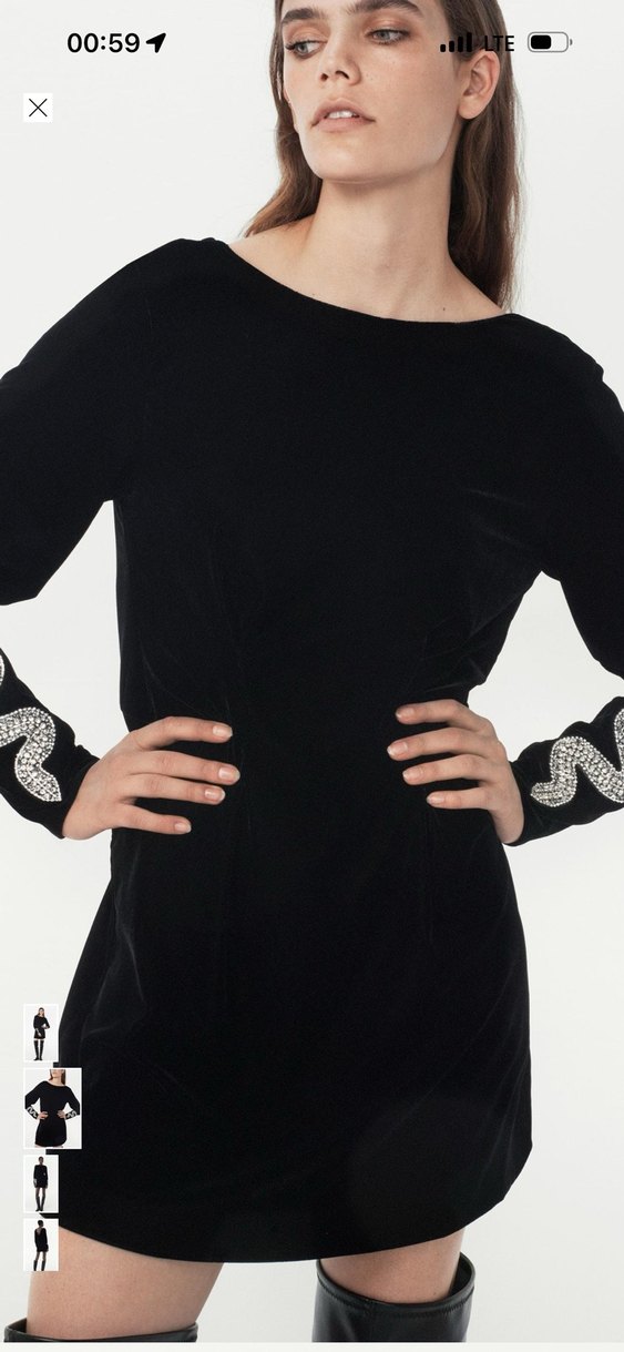 Zara kadife taş işlemeli elbise - Görsel 2