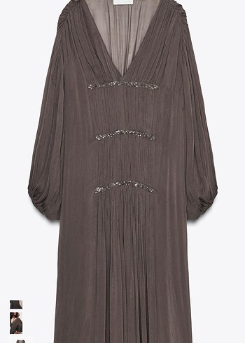 Zara Bohem Tarz Uzun Kahverengi Elbise - Görsel 5