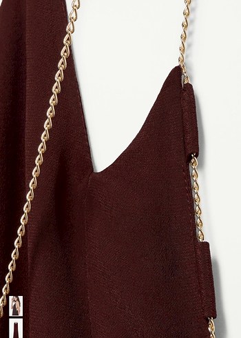 Bordo Zincir Detaylı Uzun Elbise - Görsel 6