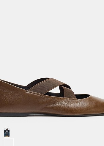 Zara Kahverengi Deri Kadın Babetler - Görsel 4