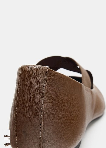 Zara Kahverengi Deri Kadın Babetler - Görsel 3