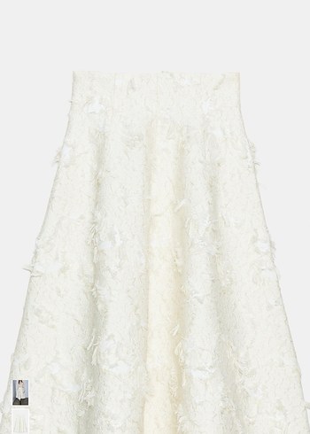 Zara Drapeli Beyaz Uzun Kadın Etek - Görsel 6