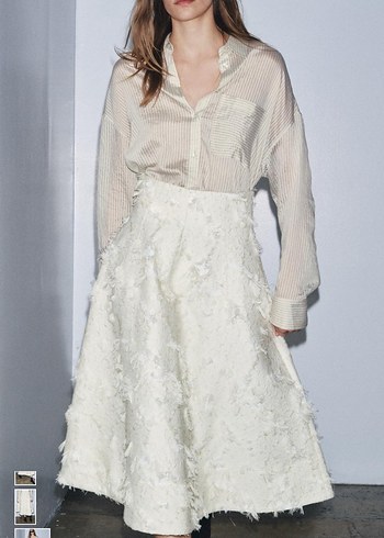 Zara Drapeli Beyaz Uzun Kadın Etek - Görsel 4