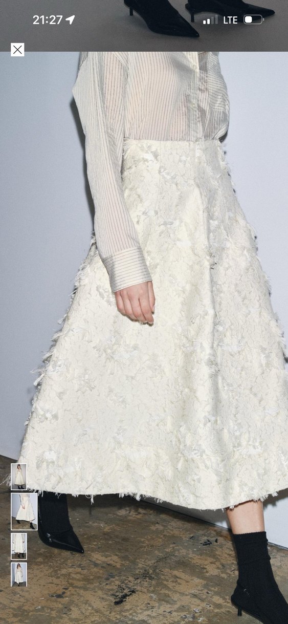 Zara Drapeli Beyaz Uzun Kadın Etek - Görsel 2