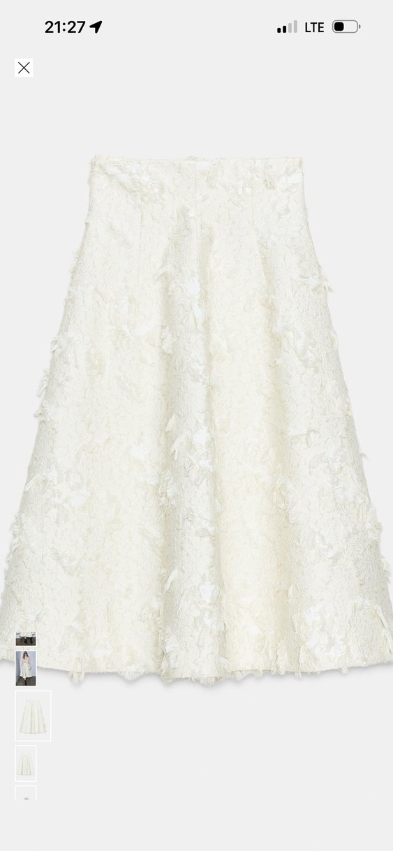 Zara Drapeli Beyaz Uzun Kadın Etek - Görsel 5