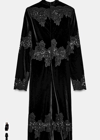 Zara Dantel Detaylı Siyah Uzun Kadın Elbise - Görsel 4