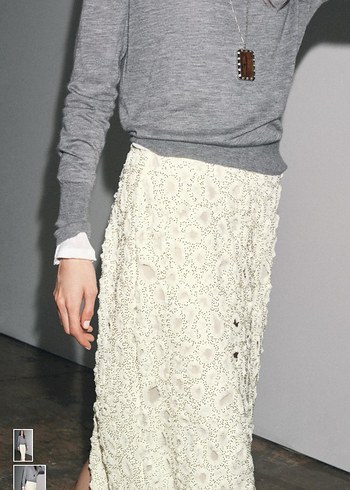 Zara Dantel Detaylı Uzun Etek - Görsel 4