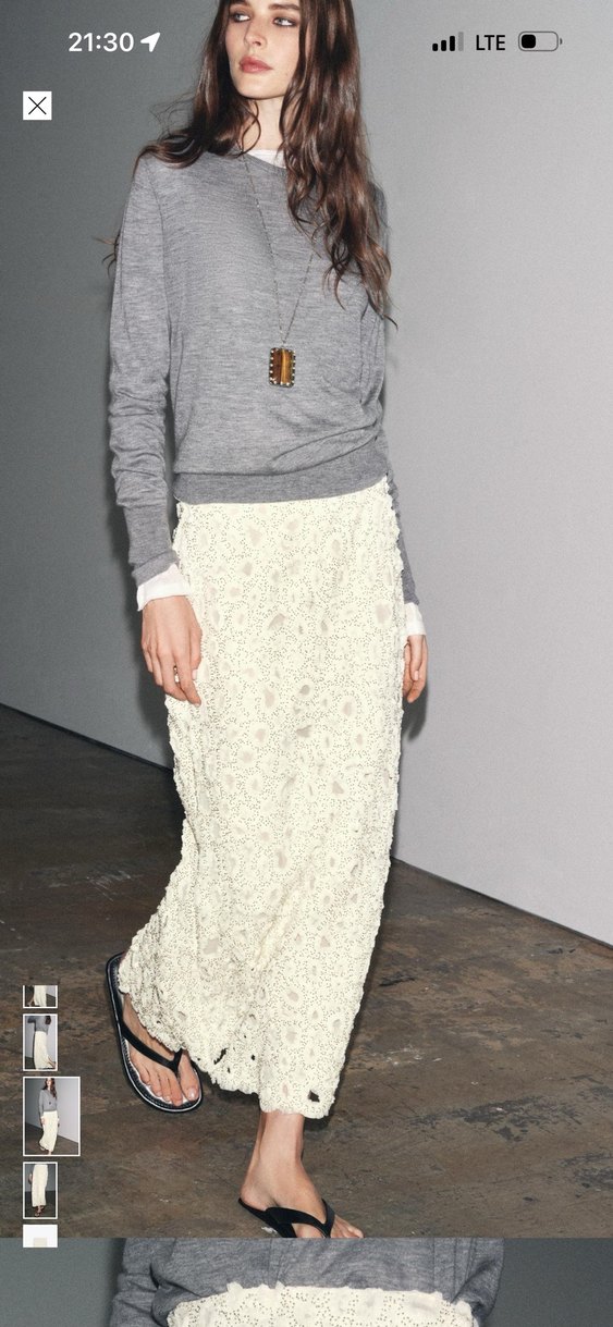 Zara Dantel Detaylı Uzun Etek - Görsel 2