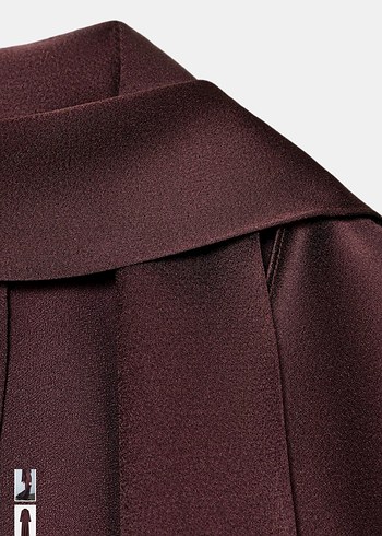 Zara Bordo Uzun V Yaka Drapeli Kadın Elbise - Görsel 6