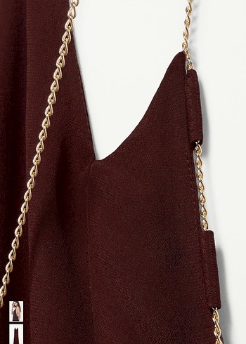 Zara Zincir Detaylı Bordo Uzun Elbise - Görsel 6