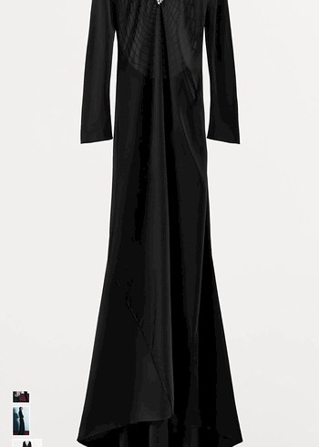 Zara Uzun Siyah saten  Kadın Elbise - Görsel 5