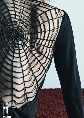 Zara Uzun Siyah saten  Kadın Elbise - Görsel 4