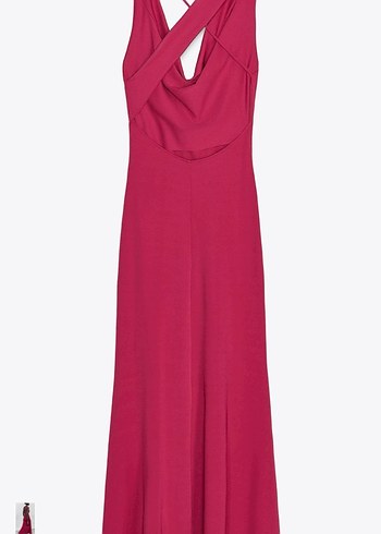 Zara Zara Pembe Drapeli Uzun Elbise
