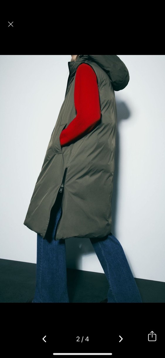 Zara Kadın Siyah Uzun Kesim Fermuarlı Şişme Yelek - Görsel 3