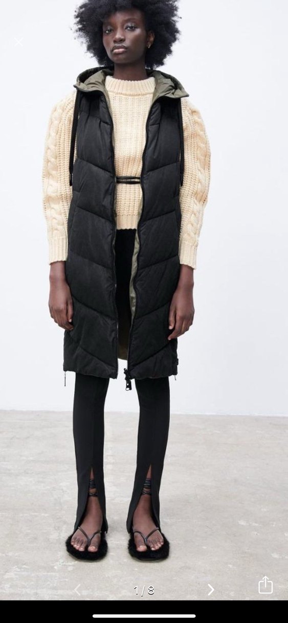 Zara Kadın Siyah Uzun Kesim Fermuarlı Şişme Yelek - Görsel 5