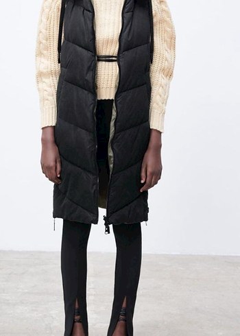 Zara Kadın Siyah Uzun Fermuarlı Şişme Yelek - Görsel 5