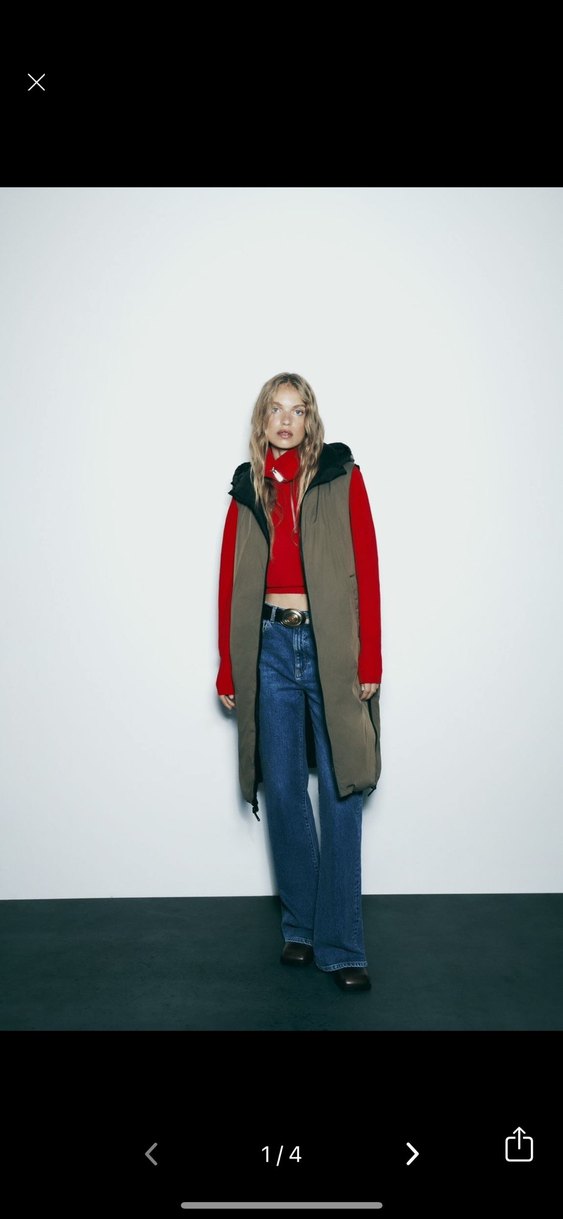 Zara Kadın Siyah Uzun Fermuarlı Şişme Yelek - Görsel 3