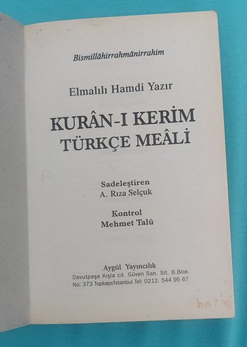  Beden Kur'an-ı Kerim ve Türkçe Meali - Elmalılı M. Hamdi Yazır