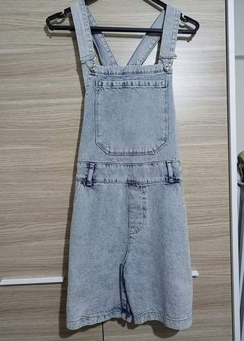 Mavi Denim Midi Kısa Tulum