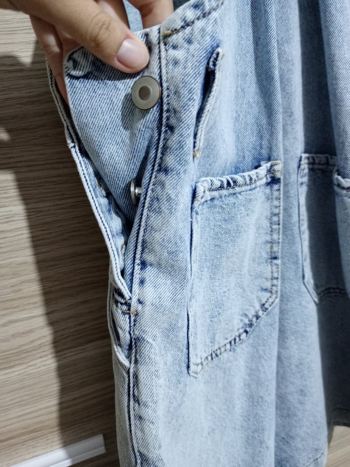 Mavi Denim Midi Kısa Tulum - Görsel 2