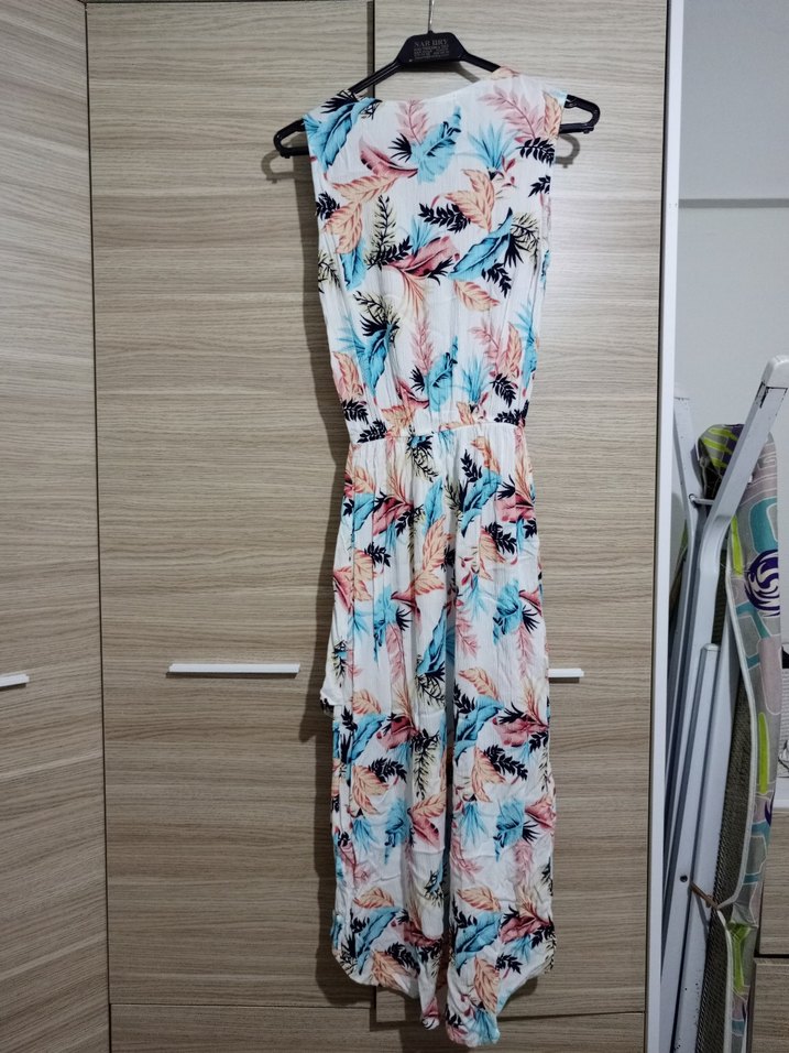 Bohem Çok Renkli Uzun V Yaka Elbise - Görsel 2