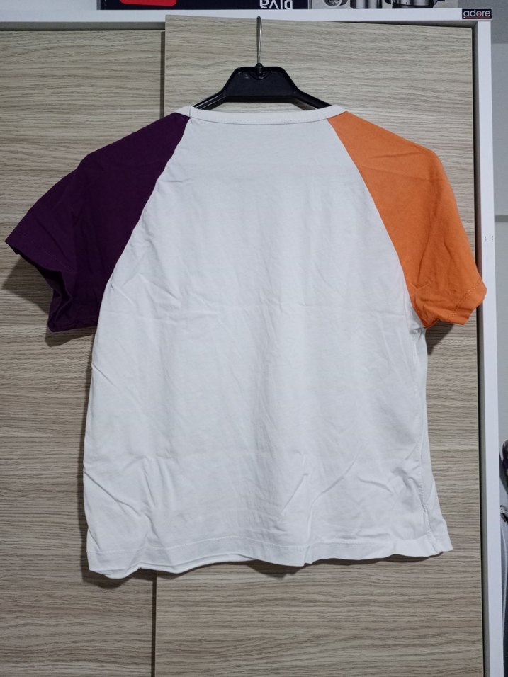 Renk Bloklu Kısa Kollu Kadın Tişört - Görsel 2