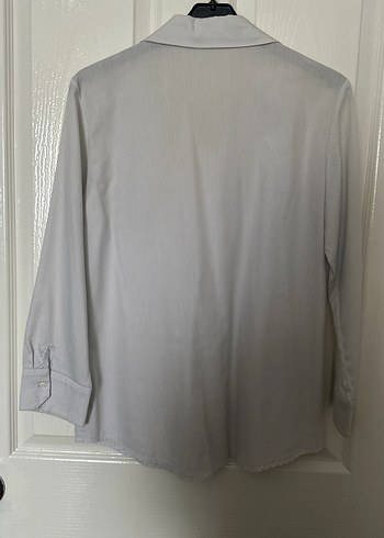 Bej V Yaka Uzun Kollu Pamuklu Gömlek - Görsel 6