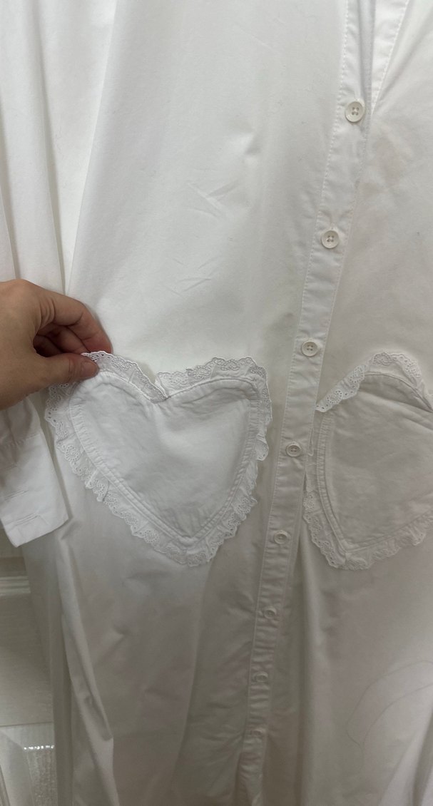 Uzun Kollu Beyaz Keten Gömlek Elbise - Görsel 4