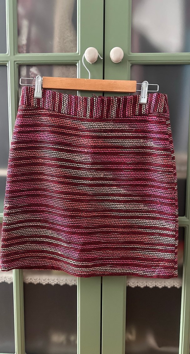 Bordo Çizgili Triko Mini Etek - Görsel 5