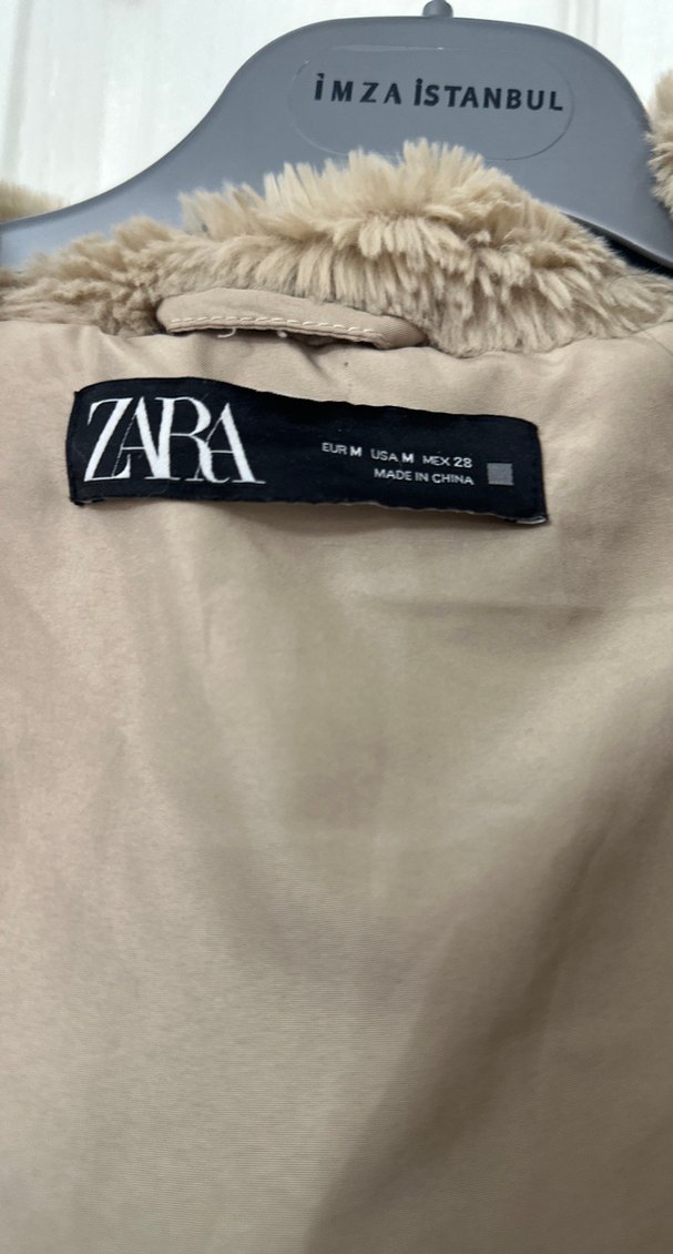 Bej Kapüşonlu Kadın Peluş Ceket - Görsel 4