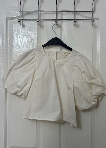 Düğmeli Beyaz Kadın Bluz - Görsel 2