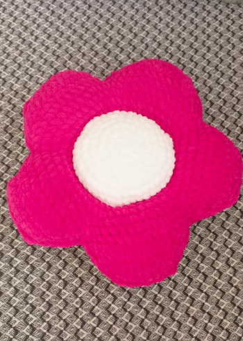 Pembe Çiçek Desenli Örgü Çocuk Yastığı - Görsel 3