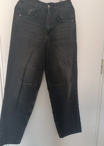 Kadın Siyah Bol Kesim Denim Jean