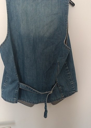 Diğer Düğmeli Mavi Denim Yelek