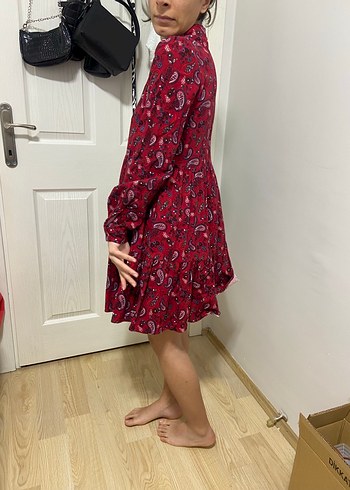 Bordo Bohem Uzun Kollu Midi Elbise - Görsel 2