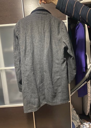Gri Düğmeli Erkek Midi Kaban - Görsel 2