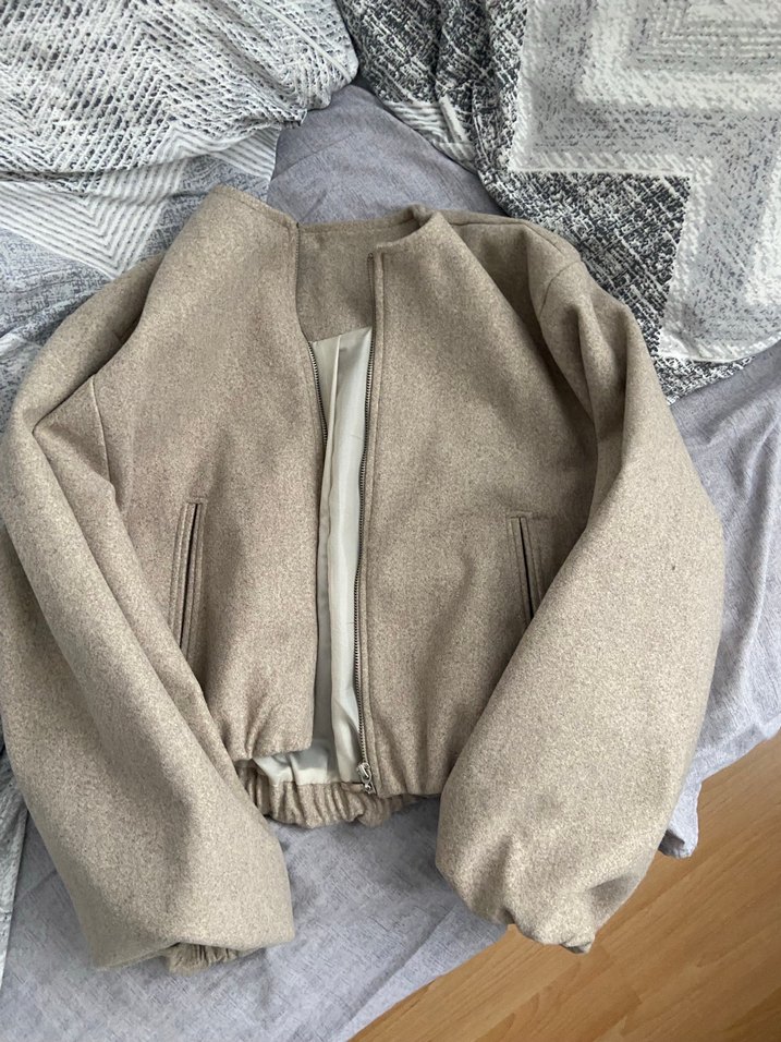 Bej Süet Fermuarlı Kadın Ceket - Görsel 2